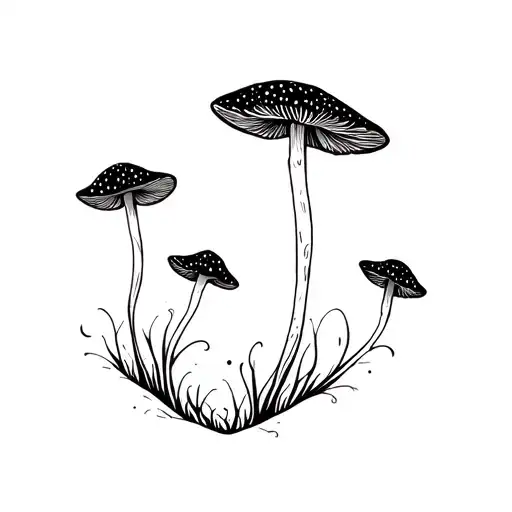 wispy mushroom tattoo design idea