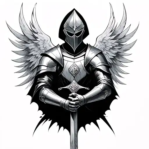 a knight on the brink of death but who holds on thanks to the spirit of his beloved tattoo design idea