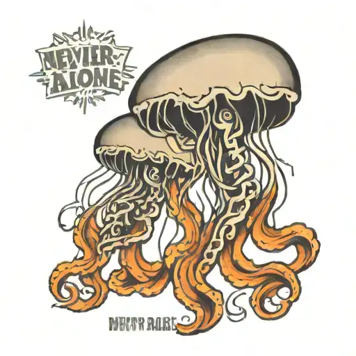 jellyfish with words never alone mother daughter tattoo tattoo design idea