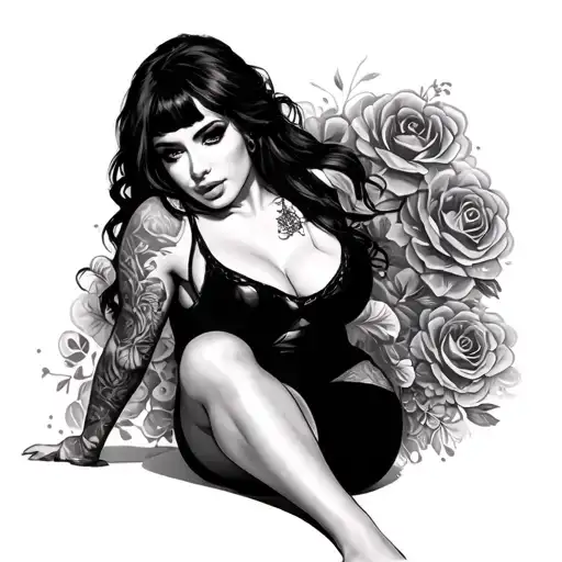 a sexy woman posing tattoo design idea