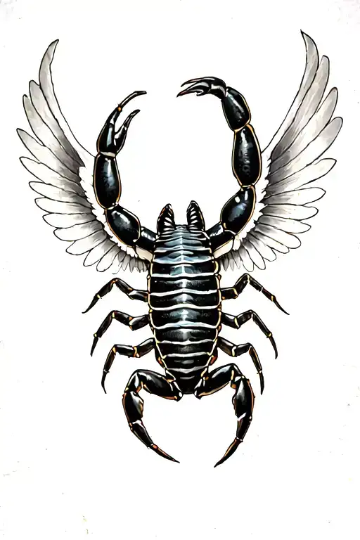 scorpion with wings tattoo design idea