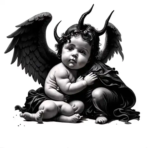 Baby Angel And Devil tattoo design idea