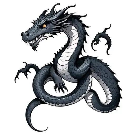 snake hugging dragon tattoo design idea