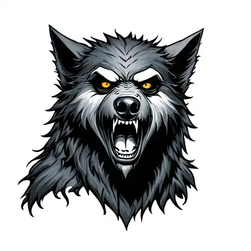 happy sad masked werewolf tattoo design idea