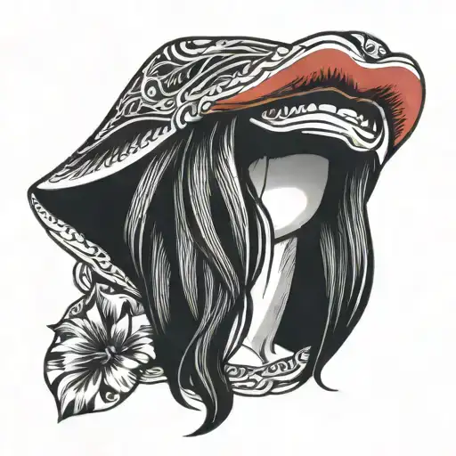 women with red lips tongue sticking out tattoo design idea