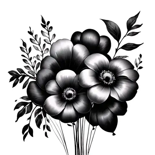 heat balloons flower bouquet tattoo design idea