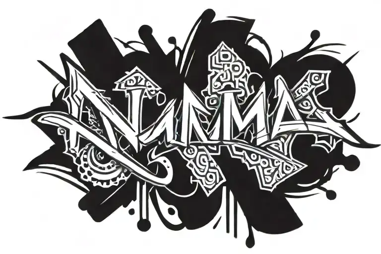"NUMA" graffiti style tattoo writing tattoo design idea