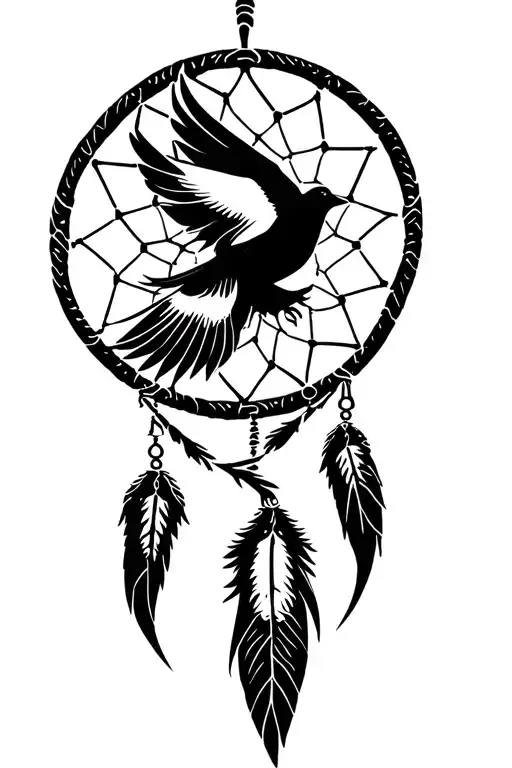 dove dream catcher phoenix bird tattoo design idea