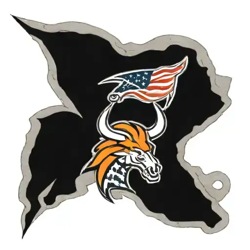 USA flag and Denver bronco symbol incorporated tattoo design idea