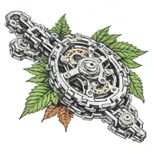 motorcycle chain and cannabis nugs tattoo design idea