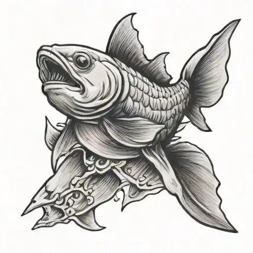 goldfish with a shark fin tattoo design idea