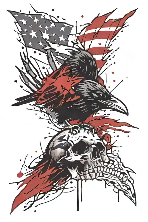 raven on skull baltimore ravens maryland flag  tattoo design idea