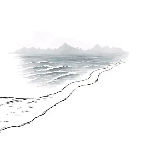 a path winding into a foggy ocean tattoo design idea
