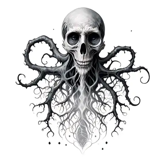 duality of existence inspired by lovecraft tattoo design idea