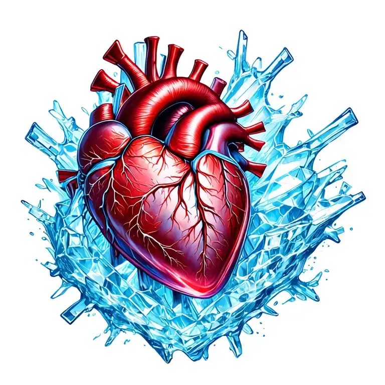 heart of ice with ice going thru my viens tattoo design idea