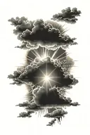 sun rays piercing through the clouds  tattoo design idea
