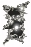 sun rays piercing through the clouds  tattoo design idea