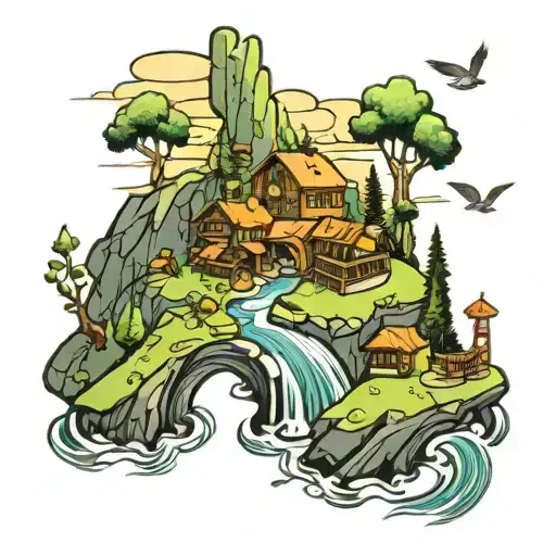 fjord landscape tattoo design idea