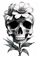 skeleton flower tattoo design idea