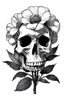 skeleton flower tattoo design idea