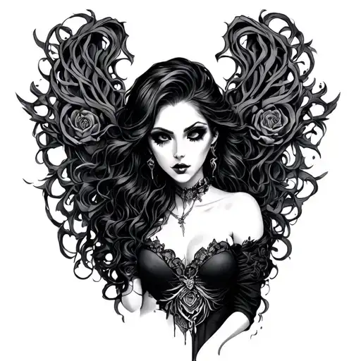 evil Gothic siren  tattoo design idea