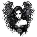 evil Gothic siren  tattoo design idea