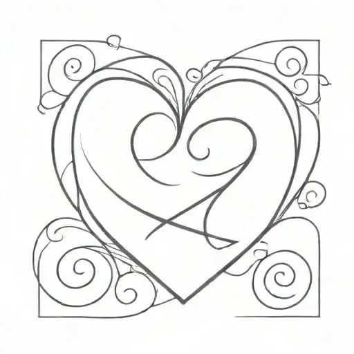 heart with number 7 letters j and r tattoo design idea