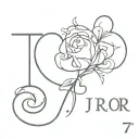 heart with number 7 letters j and r tattoo design idea