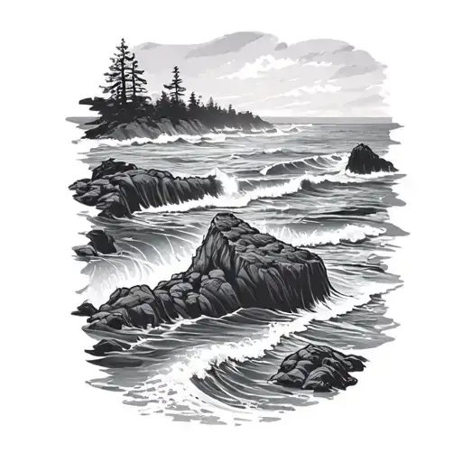 Oregon coast sea tattoo design idea
