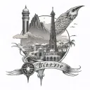 Tenerife main attractions tattoo design idea