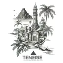 Tenerife main attractions tattoo design idea