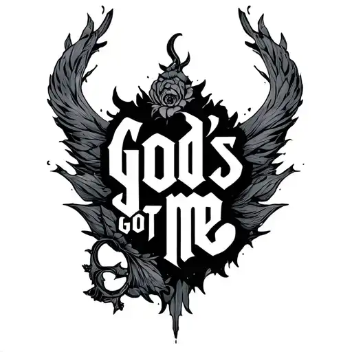 "gods got me" written plain tattoo design idea