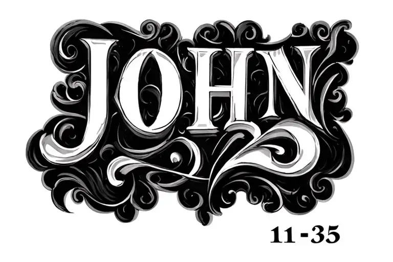 "JOHN 11:35" bible verse roman numerals tattoo design idea
