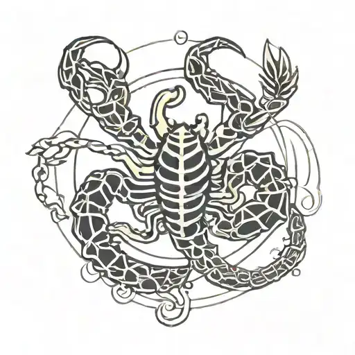 minimal scorpio zodiac sign intertwined with scorpion tail tattoo design idea
