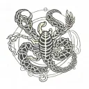 minimal scorpio zodiac sign intertwined with scorpion tail tattoo design idea