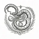 minimal scorpio zodiac sign intertwined with scorpion tail tattoo design idea