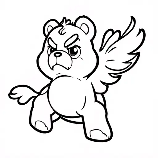 Grumpy care bear riding a my little pony  tattoo design idea