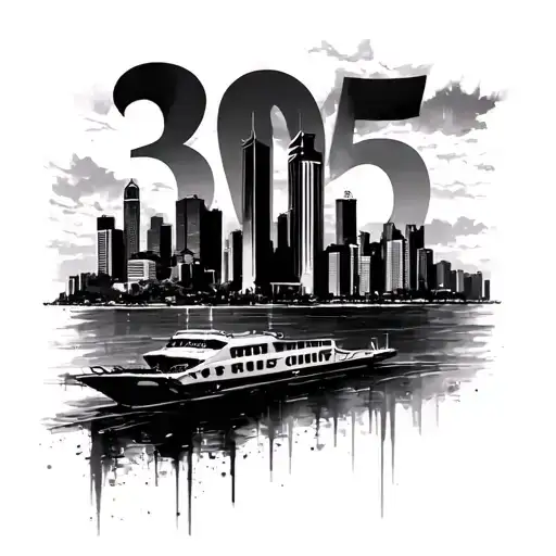 305 Miami skyline tattoo tattoo design idea