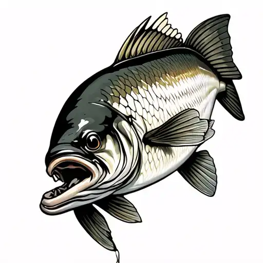 Walleye following a fishing lure tattoo design idea