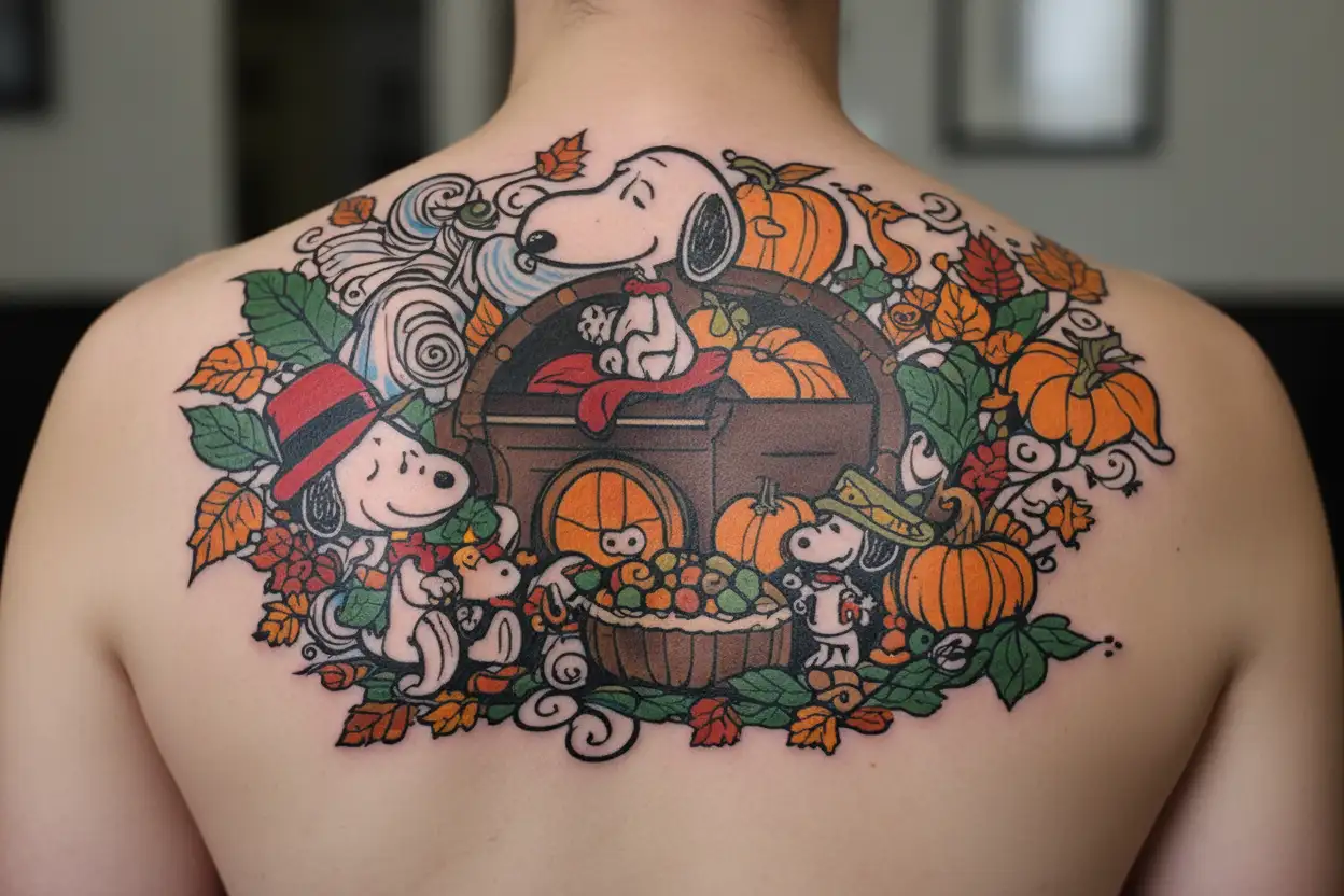Snoopy Thanksgiving tattoo design idea