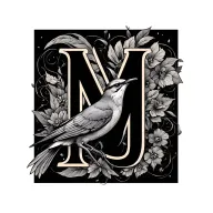 swift bird incorporating the letters M and J delicate female tattoo design idea