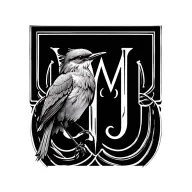 swift bird incorporating the letters M and J delicate female tattoo design idea