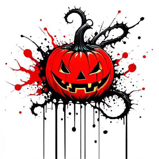 halloween jack o lantern grinning eldritch spirals uzumaki tattoo design idea