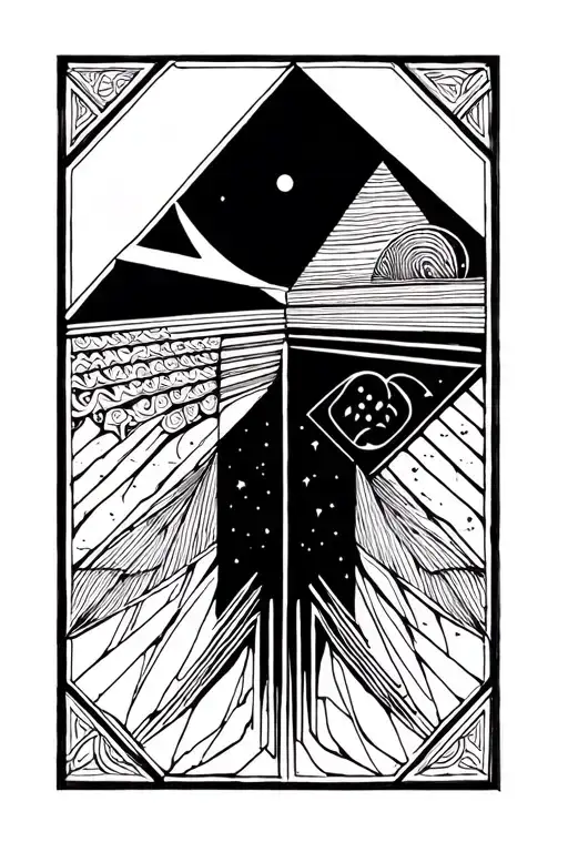 dark ornamental dark side of the moon tattoo design idea