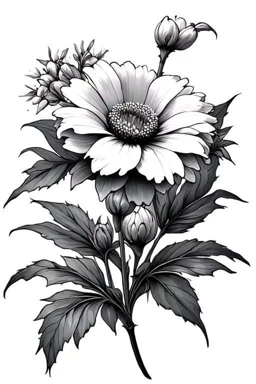 july birth flower tattoo design idea