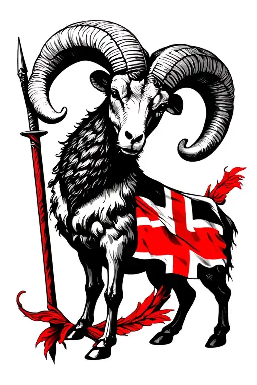 Aries ram, St George's flag incorporated tattoo design idea
