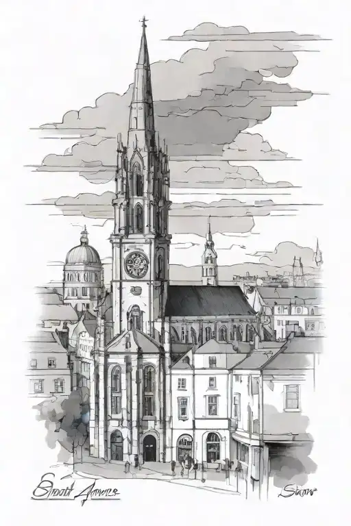 saint Anne's church shandon cork city skyline tattoo design idea