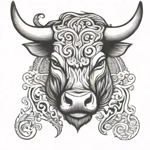 outline of a bull head tattoo design idea