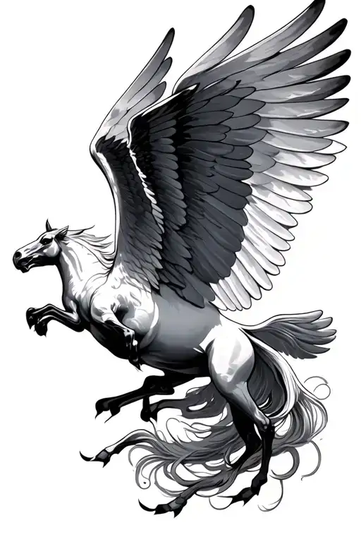 Pegasus flying tattoo design idea