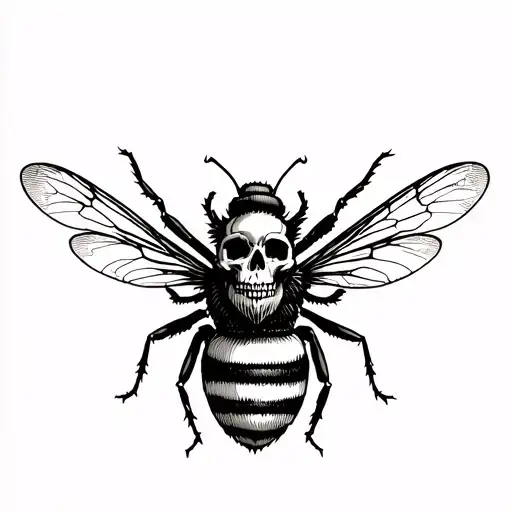 horror Bee with skull wearing tattoo design idea